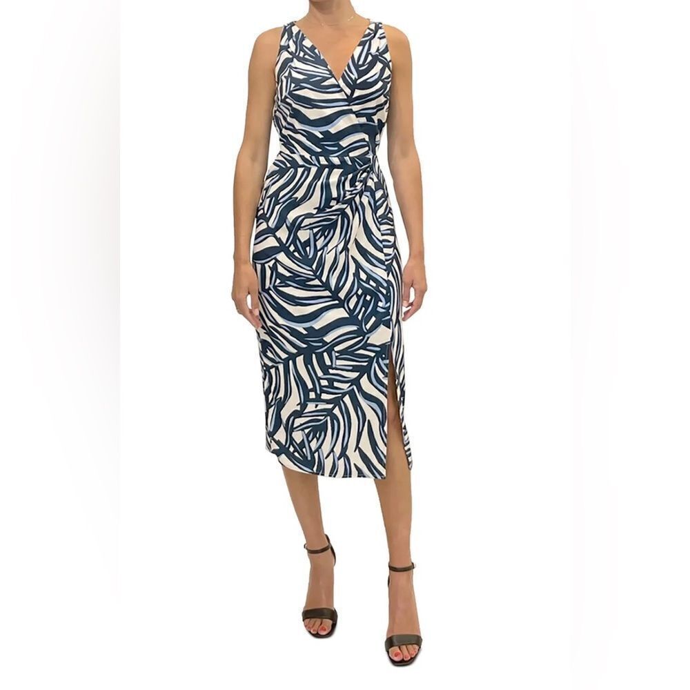 Sam Edelman Faux Wrap Maxi-Dress V-Neck Sleeveless NWT Sz 10 geometric pattern
